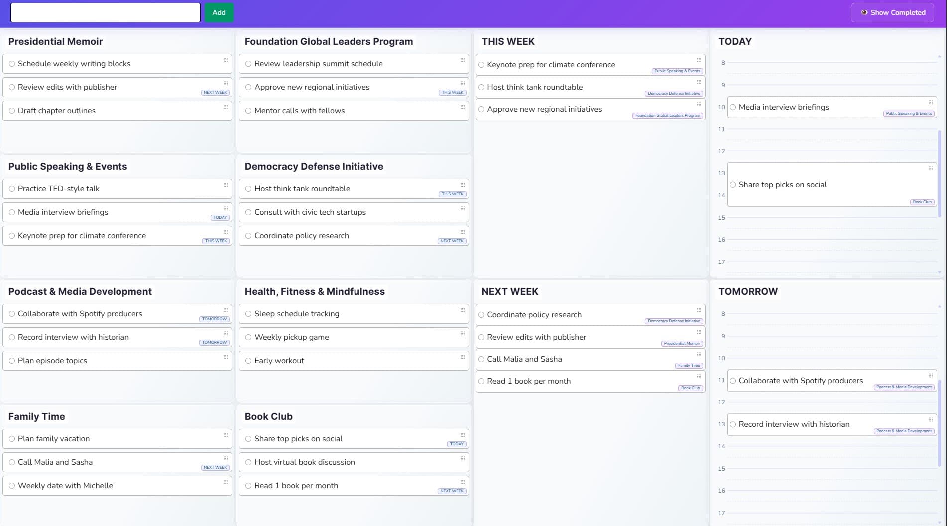 Timevity Dashboard Preview
